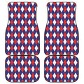 Blue Red And White Argyle Pattern Print Front and Back Car Floor Mats