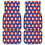 Blue Red And White Argyle Pattern Print Front and Back Car Floor Mats