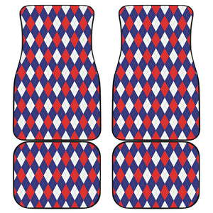 Blue Red And White Argyle Pattern Print Front and Back Car Floor Mats