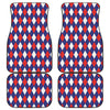 Blue Red And White Argyle Pattern Print Front and Back Car Floor Mats