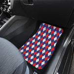 Blue Red And White Argyle Pattern Print Front and Back Car Floor Mats