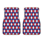 Blue Red And White Argyle Pattern Print Front Car Floor Mats