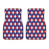 Blue Red And White Argyle Pattern Print Front Car Floor Mats