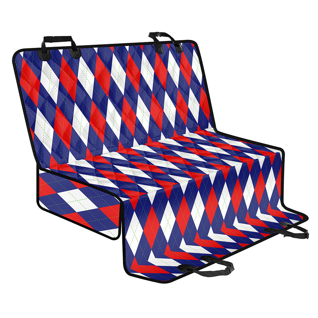 Blue Red And White Argyle Pattern Print Pet Car Back Seat Cover