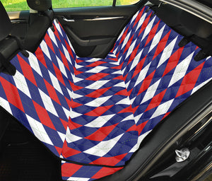 Blue Red And White Argyle Pattern Print Pet Car Back Seat Cover