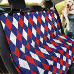 Blue Red And White Argyle Pattern Print Pet Car Back Seat Cover