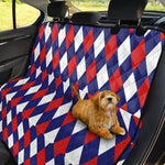 Blue Red And White Argyle Pattern Print Pet Car Back Seat Cover