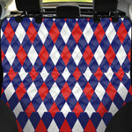 Blue Red And White Argyle Pattern Print Pet Car Back Seat Cover