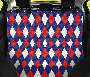 Blue Red And White Argyle Pattern Print Pet Car Back Seat Cover