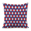 Blue Red And White Argyle Pattern Print Pillow Cover