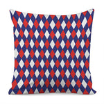 Blue Red And White Argyle Pattern Print Pillow Cover