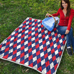 Blue Red And White Argyle Pattern Print Quilt