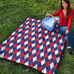 Blue Red And White Argyle Pattern Print Quilt