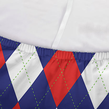 Blue Red And White Argyle Pattern Print Sofa Cover