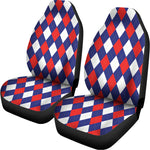 Blue Red And White Argyle Pattern Print Universal Fit Car Seat Covers