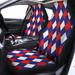 Blue Red And White Argyle Pattern Print Universal Fit Car Seat Covers
