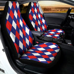 Blue Red And White Argyle Pattern Print Universal Fit Car Seat Covers