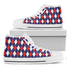 Blue Red And White Argyle Pattern Print White High Top Shoes