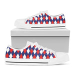 Blue Red And White Argyle Pattern Print White Low Top Shoes