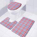 Blue Red And White Check Pattern Print 3 Piece Bath Mat Set