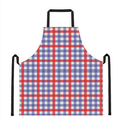 Blue Red And White Check Pattern Print Apron
