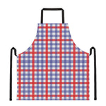 Blue Red And White Check Pattern Print Apron