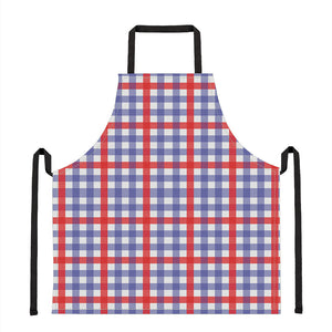 Blue Red And White Check Pattern Print Apron