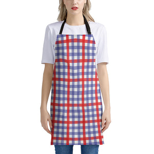 Blue Red And White Check Pattern Print Apron