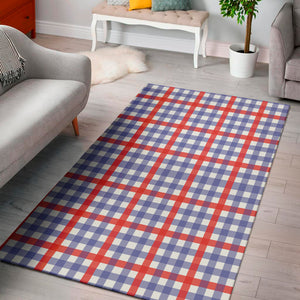 Blue Red And White Check Pattern Print Area Rug