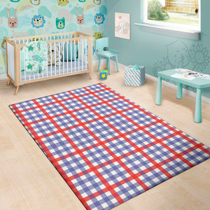 Blue Red And White Check Pattern Print Area Rug