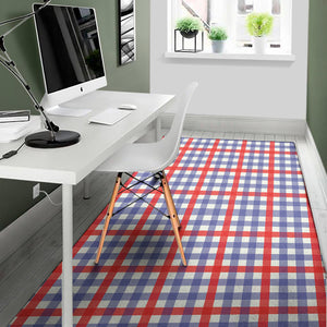 Blue Red And White Check Pattern Print Area Rug