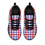 Blue Red And White Check Pattern Print Black Sneakers