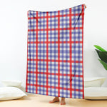 Blue Red And White Check Pattern Print Blanket
