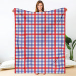 Blue Red And White Check Pattern Print Blanket