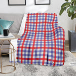 Blue Red And White Check Pattern Print Blanket