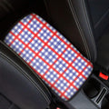 Blue Red And White Check Pattern Print Car Center Console Cover