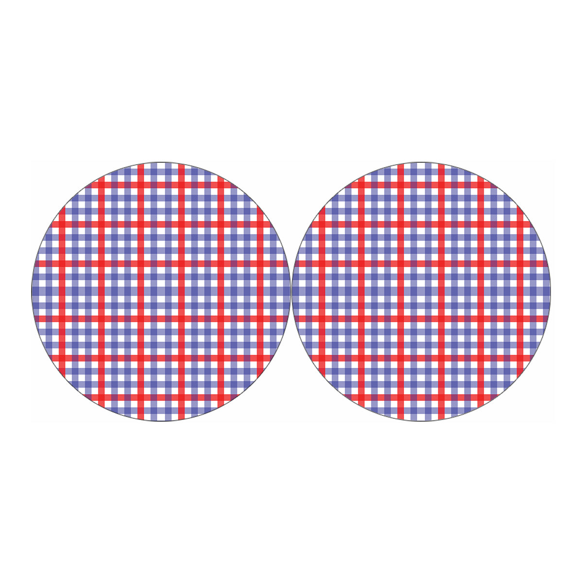 Blue Red And White Check Pattern Print Car Coasters