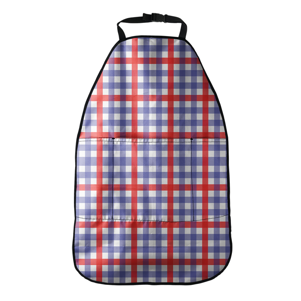 Blue Red And White Check Pattern Print Car Seat Organizers