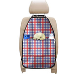 Blue Red And White Check Pattern Print Car Seat Organizers