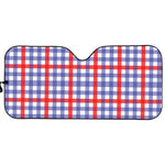 Blue Red And White Check Pattern Print Car Sun Shade
