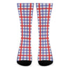 Blue Red And White Check Pattern Print Crew Socks