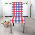 Blue Red And White Check Pattern Print Dining Chair Slipcover