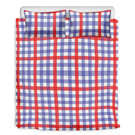Blue Red And White Check Pattern Print Duvet Cover Bedding Set