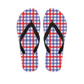 Blue Red And White Check Pattern Print Flip Flops