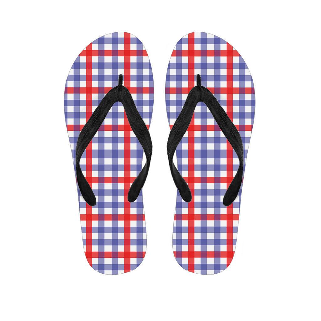 Blue Red And White Check Pattern Print Flip Flops