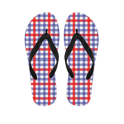 Blue Red And White Check Pattern Print Flip Flops