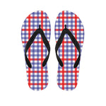 Blue Red And White Check Pattern Print Flip Flops