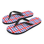 Blue Red And White Check Pattern Print Flip Flops