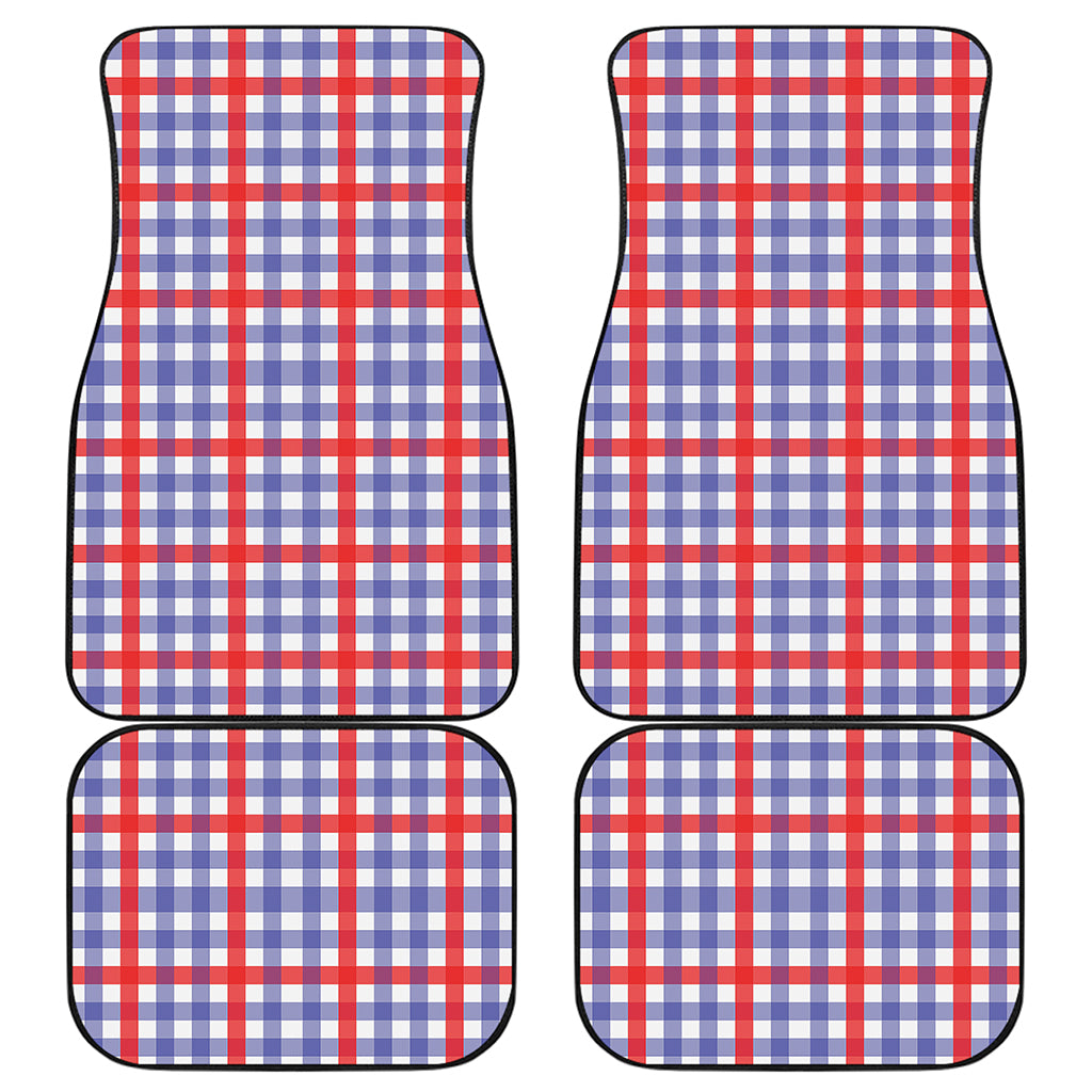 Blue Red And White Check Pattern Print Front and Back Car Floor Mats