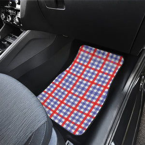 Blue Red And White Check Pattern Print Front and Back Car Floor Mats